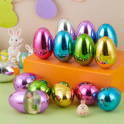 3.15" 48PCS JOYIN Metallic Easter Eggs, Shinny Plastic Eggs Colorful Bulks for Easter Hunt, Filling Treats, Easter
