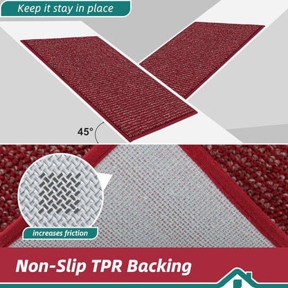 BEQHAUSE Dirt Trapper Door Mat - Non-Slip, Washable, Dirt Resistant | 20" x 48", Red Entryway Mat