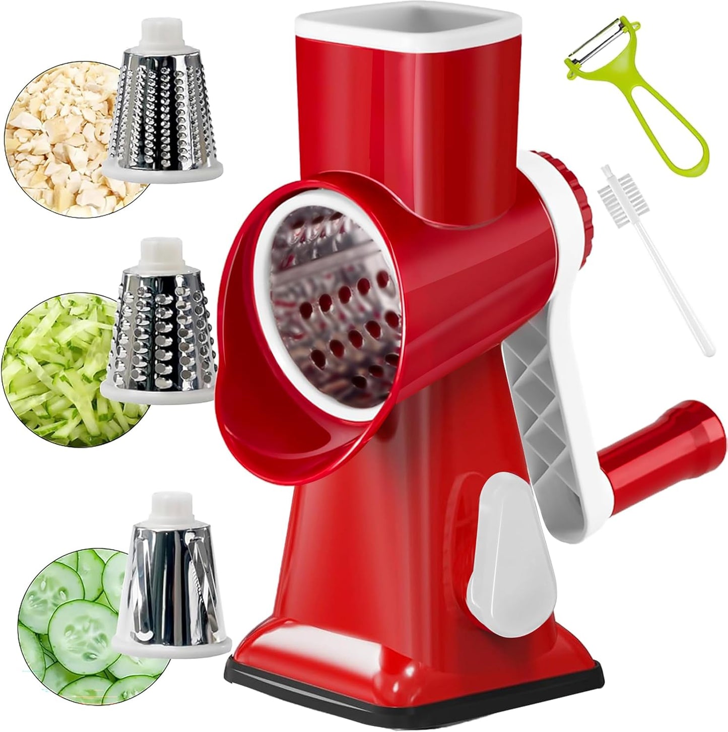YOUCZON Rotary Cheese Grater Multi-Purpose Stainless Steel Cheese Shredder - Cheese Grater With Handle Effortless
