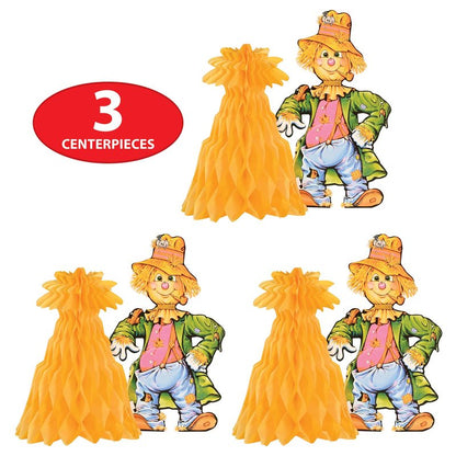 Beistle 3 Piece 11" Fall Harvest Scarecrow Centerpieces for Thanksgiving Decorations