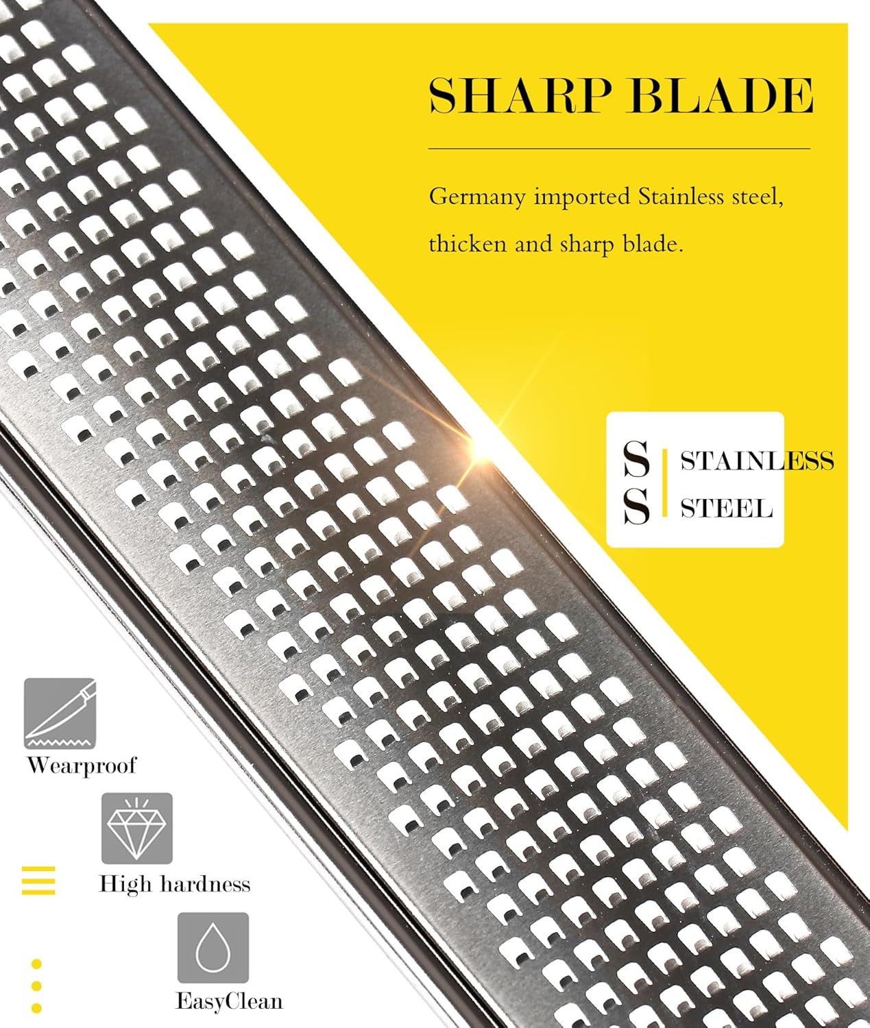 Ourokhome Kitchen Lemon Zester, Stainless Steel Hand Held Grater for Cheese, Ginger, Chocolate, Black