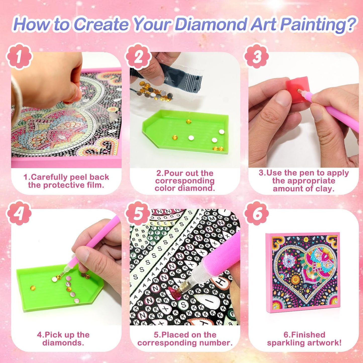 AuraKoi Girls Gifts 8-12 Years Old, Arts and Crafts for Kids Age 10-12, Diamond Art Kits for Girl Teen Adult Birthday Xmas Gift, 5 6 7 8 9 10 11 12 Art Painting with Frame Home Decor (Love)