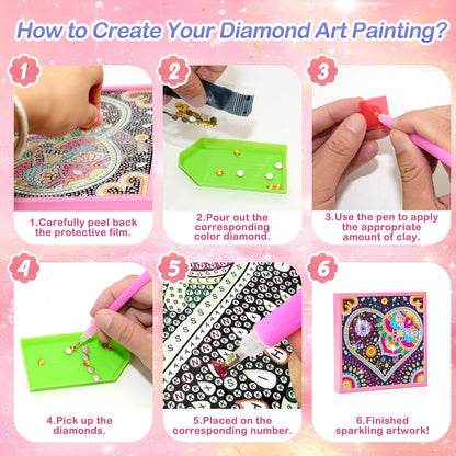 AuraKoi Girls Gifts 8-12 Years Old, Arts and Crafts for Kids Age 10-12, Diamond Art Kits for Girl Teen Adult Birthday Xmas Gift, 5 6 7 8 9 10 11 12 Art Painting with Frame Home Decor (Love)