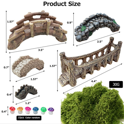 OrgMemory Miniature Bridge, Miniature Garden Accessories Set, DIY Landscape Bridge, Outdoor Fairy Garden Miniatures, Terrariums, Model Train Scenes