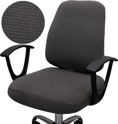 Computer Office Chair Cover, Stretchable Universal Rotating Chair Slipcover (ZZ Dark Grey Walf Checks)