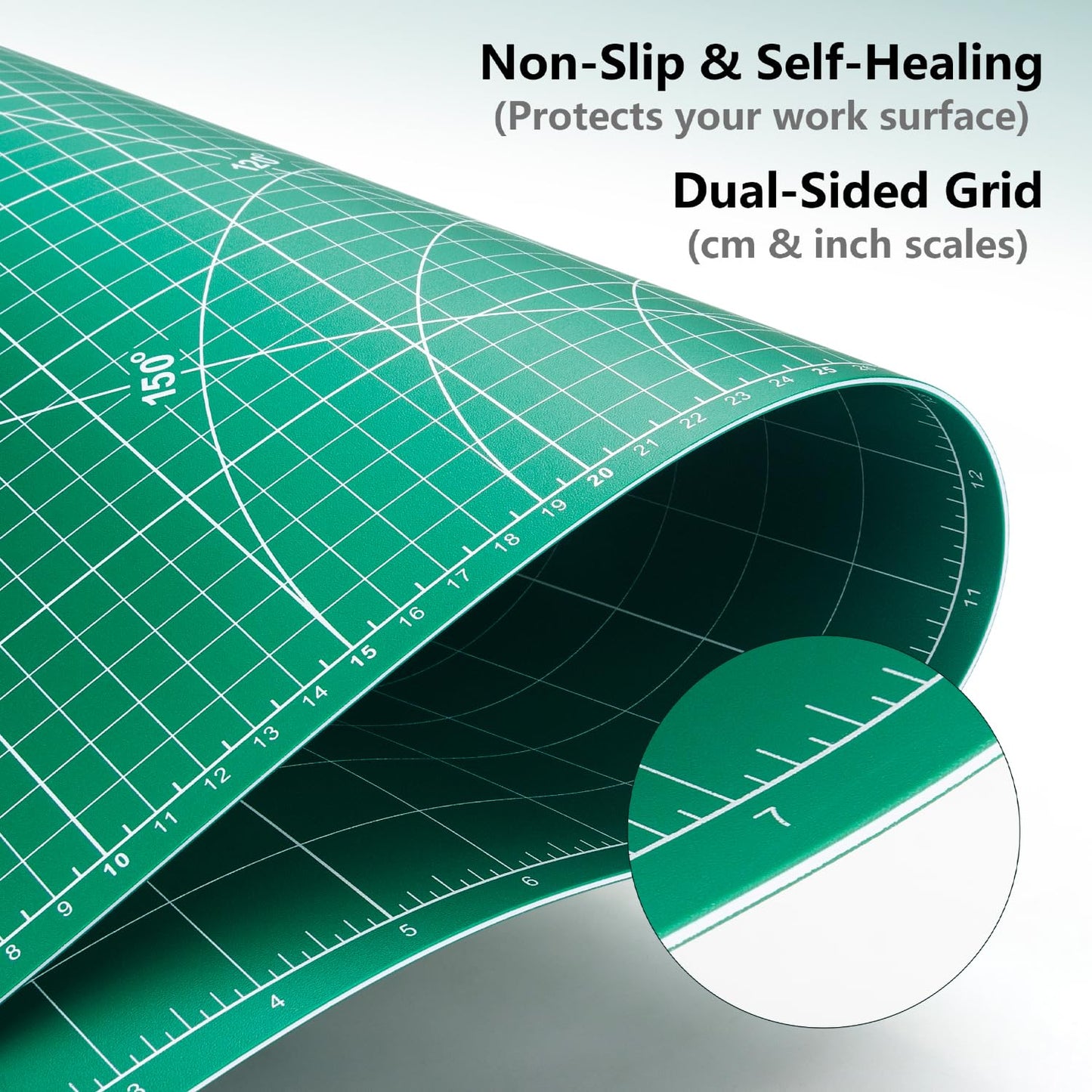 ArtAt Self Healing Cutting Mat: 18″x 24″ Green Double Sided, Non-Slip 5 Layers PVC Durable A2 Sewing Craft Mat for Rotary Cutter, Use for Quilting, Scrapbooking and Craft & Art Projects…