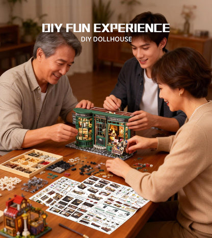 Spilay DIY Miniature Dollhouse Wooden Furniture Kit,Handmade Mini Modern Model Plus with Dust Cover & LED,1:24 Scale Creative Doll House for Lover Friend Gift (Magic House)