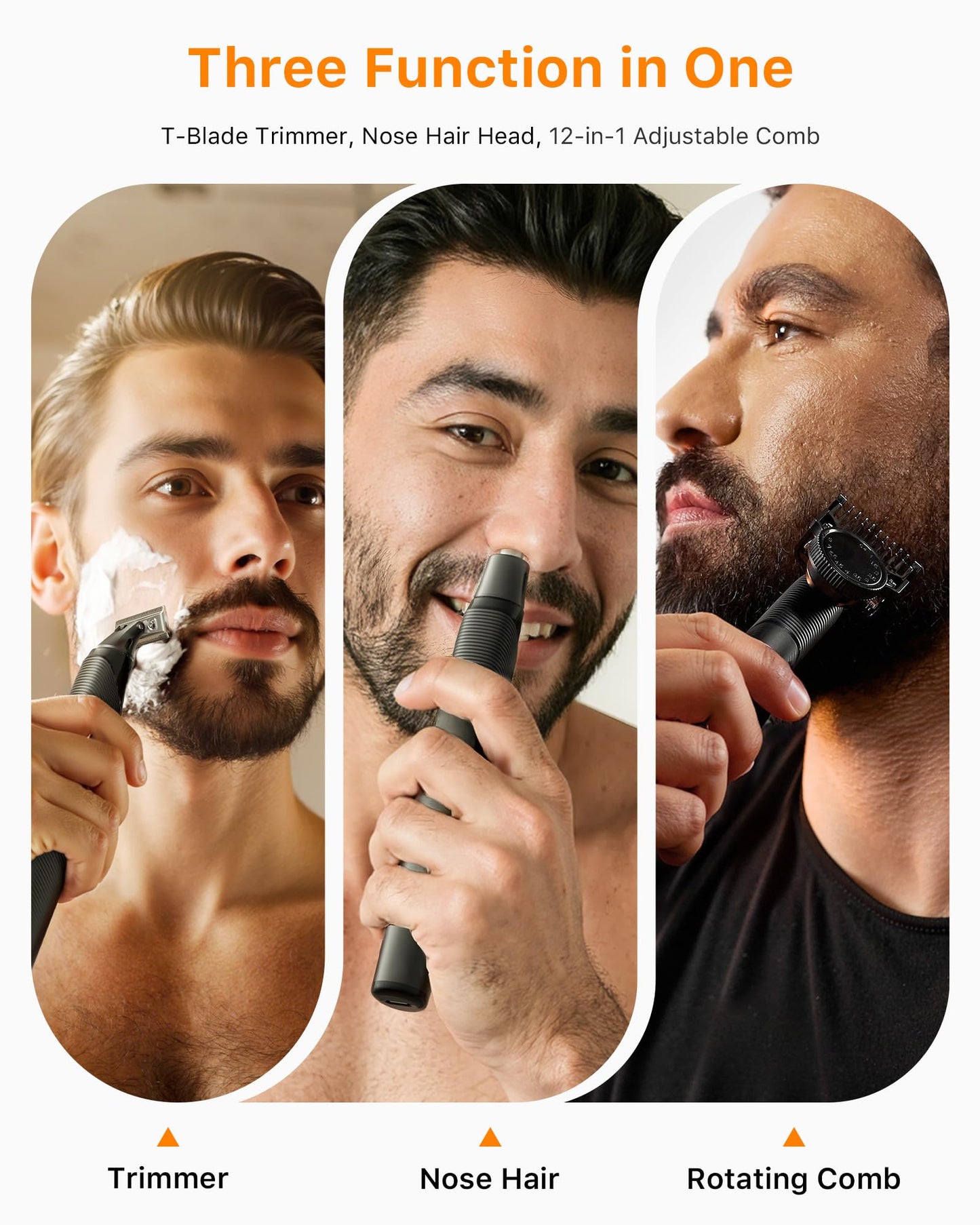 [2025 Upgraded Beard & Body Hair Trimmer for Men [All-in-One] USB-C Fast Charging, Groin & Ball Hair Painless Electric Shaver, Travel Razors, Waterproof Wet/Dry Groomer, Black(Lite)
