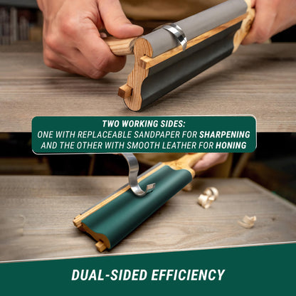 BeaverCraft LS5P1 Wood Carving Strop Wood Carving Gouge Hook Knife Sharpening Honing Tools Strop Stropping Kit Leather Paddle Strop Spoon Carving Tools Sharpening Kit Sharpener with Polishing Compound