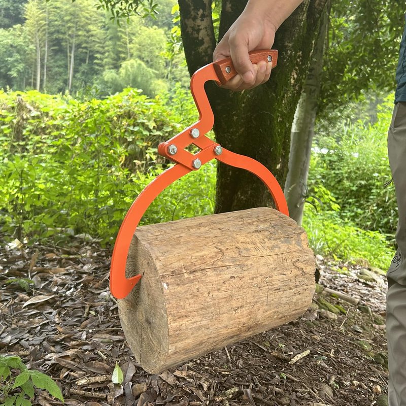 Wood Handle 2 Claw Skidding Tongs Non-Slip Grip, Log Lifting, Handling, Dragging & Carrying Tool (12 in)