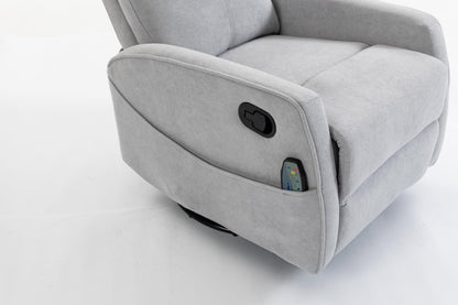GDFStudio 360 Degree Swivel Accent Chair Manual Recliner Armchair Sofa Short Plush Upholstered Leisure Chair for Living Room Bedroom Office, Grey