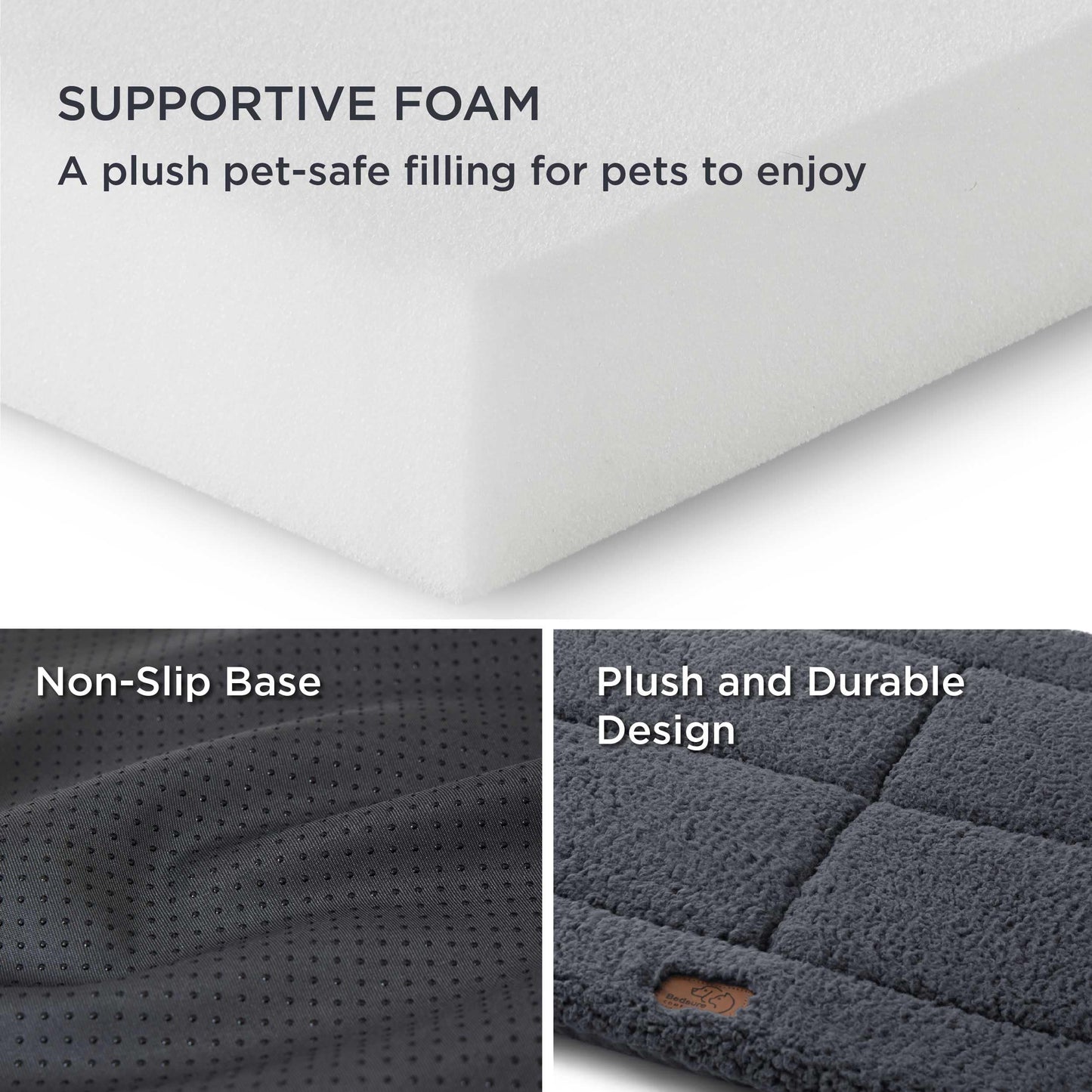 Bedsure Washable Dog Crate Bed for Large Dogs, Soft Foam Floor Pet Mat, Versatile Lightweight Pet Crate Pad for Cages