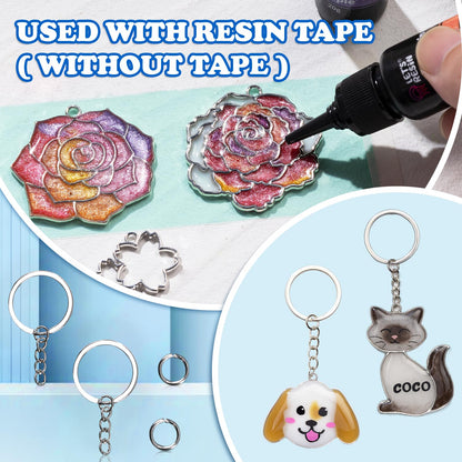 LET'S RESIN Keychain Molds 37Pcs, Silver UV Resin Molds for Beginners, Open Bezel Flower & Animal Molds for Keychain, Jewelry & Pendant Making