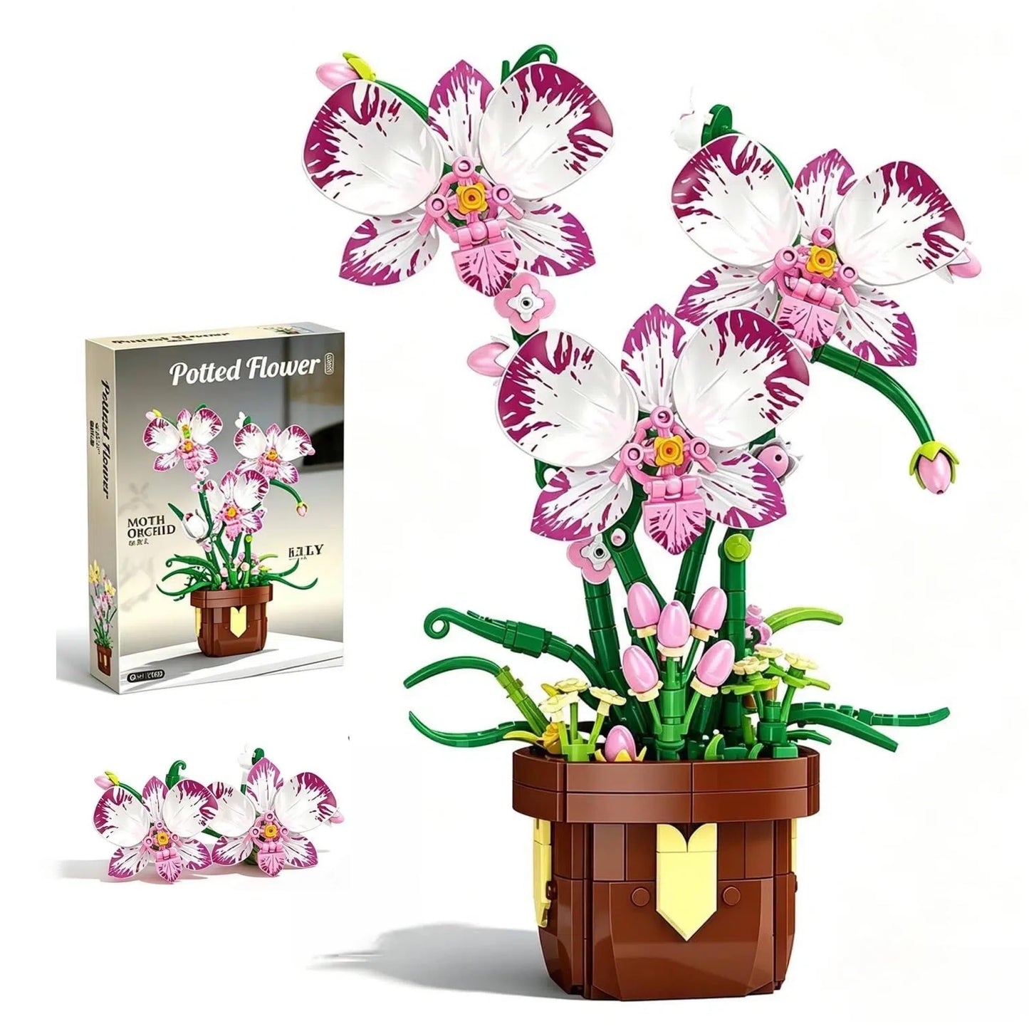 COZYMASS Orchid Building Block Set for Adults, Artificial Flower Plant Building Kit with Pot, Home, Kitchen, Dining Table Decoration, Creative Gift for Birthday (323 PCS)