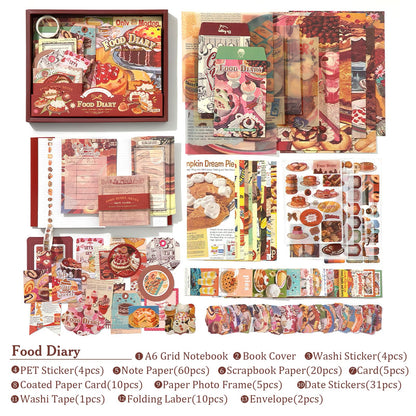 Scrapbooking Supplies Kit, Vintage Junk Journal Supplies, Scrapbook Kit with Aesthetic Ephemera Sticker, Cute Stationary Set, Bullet Journaling Kit, Collage Craft Supplies Gift for Adult Women Starter