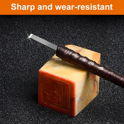 BAIQI Tungsten Steel 8 Pcs Hand Carve Tool Kit for Enthusiast to Engrave Soft Limestone and SlateStone Alabaster Wood Soap Stone Seal Sculpture DIY Craft (10 PCS Carve Tool Set)