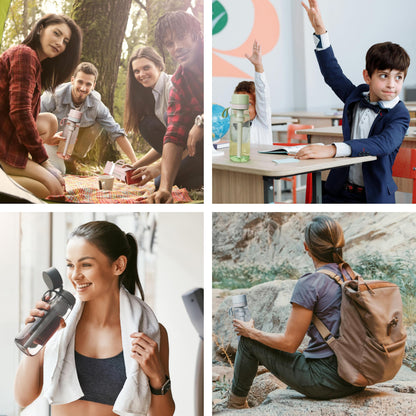 PHILIPS Filtered Water Bottle, BPA-Free Tritan Plastic Water Bottles, Replaces 450 Plastic Water Bottle with Reusable GoZero Everyday Water Filter, Portable Filtering Bottle for Travel, 22 oz, Green