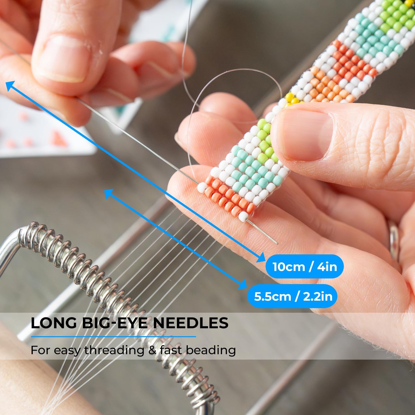 Complete Bead Loom Kit with 24,000 Colorful Glass Beads for Jewelry Making, Non-Stretch Thread and Big-Eye Beading Needles - DIY Craft Supplies Set for Creating Beaded Bracelets, Earrings, Rings