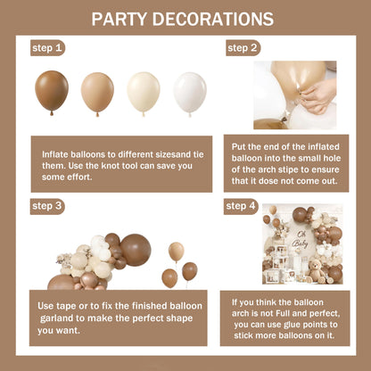 140Pcs Coffee Brown Baby Shower Decorations - Neutral Balloon Arch Garland Kit with 4 Baby Boxes - Mocha Beige Sand Nude Balloons for Teddy Bear Theme, A Baby Is Brewing, Gender Reveal Party