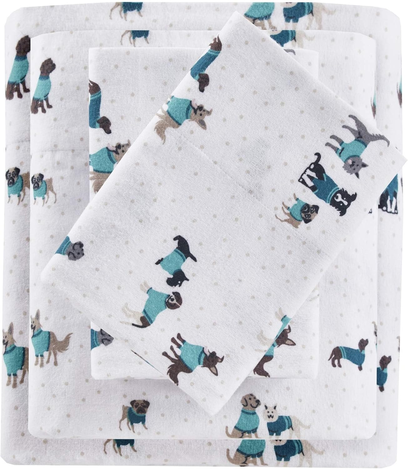Cozy 100% Set 3 Intelligent Design Soft Cotton Flannel Print Animals Stars Cute Warm, Ultra Soft Cold Weather Sheet