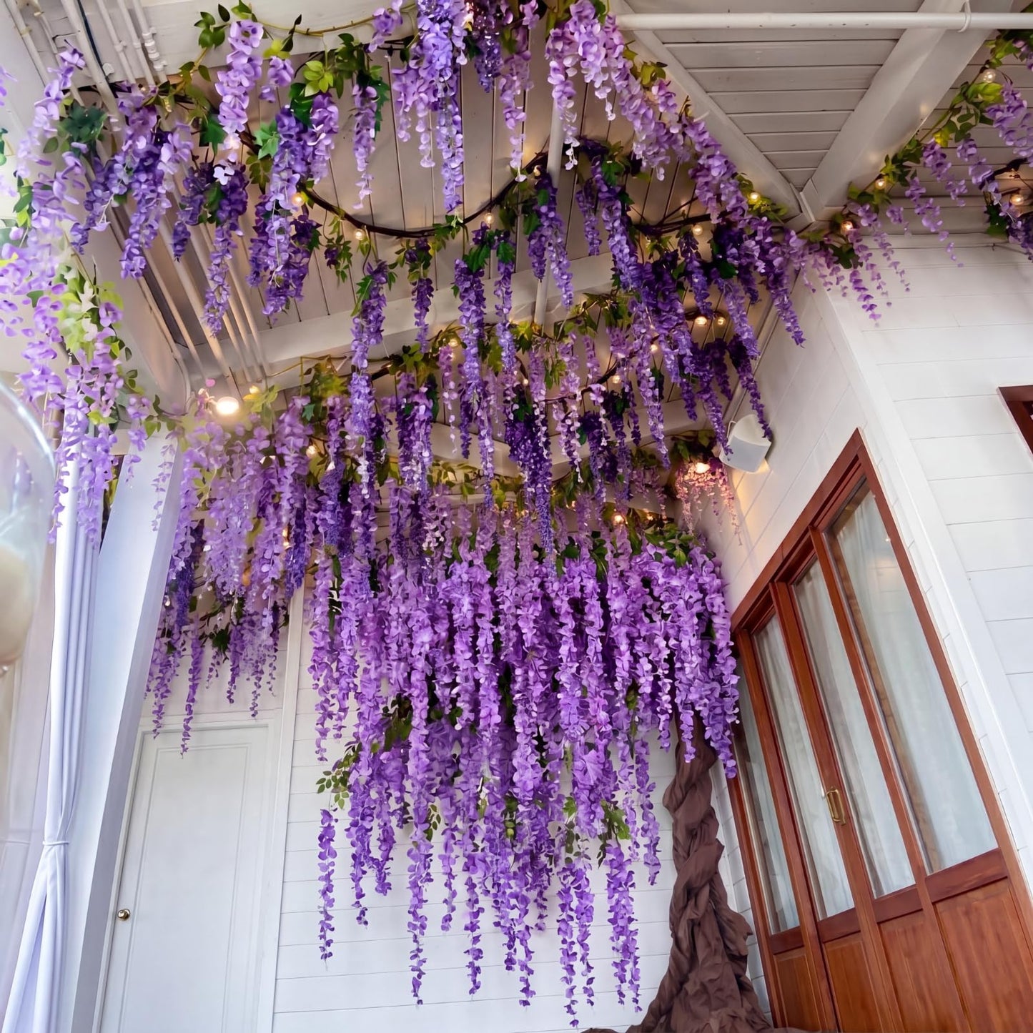 Giegxin DIY Wisteria Tree Hanging Flowers Branches 3D Paper Blossom Tree for Home Classroom Wall Spring Decor Fake Ceiling Flowers 20 Wisteria Branches for Indoor Bedroom Forest Background(Pruple)
