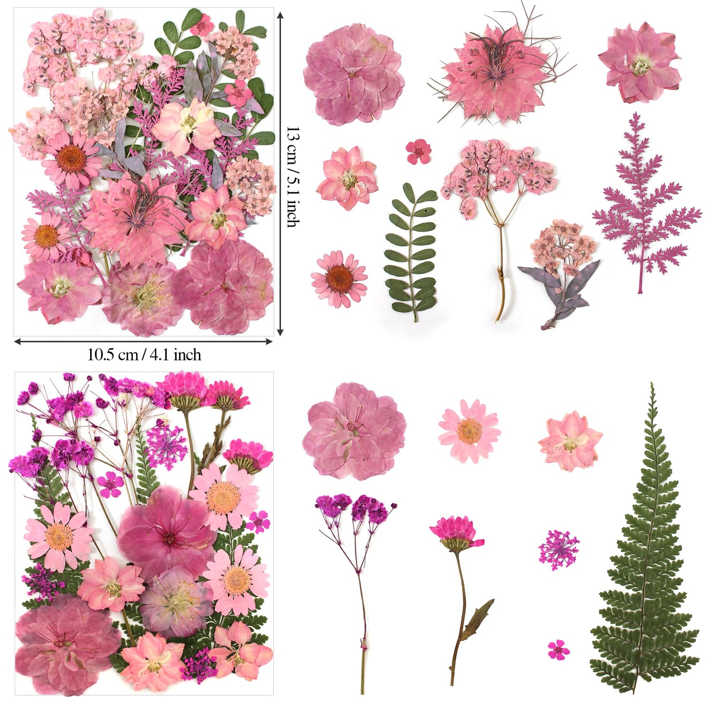 150Pcs Dried Pressed Flowers Leaves kit for Resin Molds,Pink Real Natural Dry Pressed Flowers for Nails Art Phone Cases Scrapbook Supplies Card Soap Candle Jewelry Making