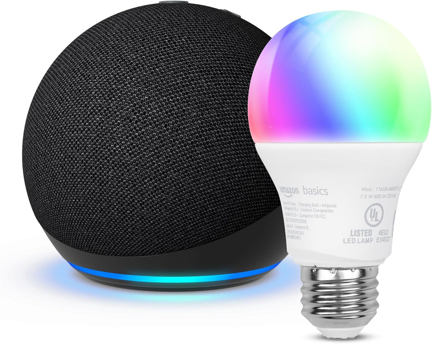 Echo Dot with Amazon Basics Smart Color Bulb