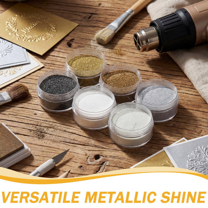 Heigble 6 Pcs 0.5 Ounce Glitter Embossing Powder Set for DIY Crafts Greeting Cards Making Scrapbooking Wedding Invitations (Dark)