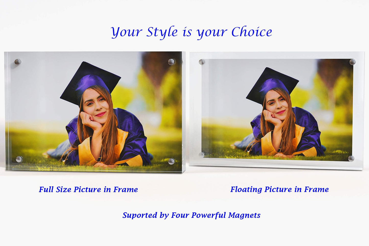 MIRA-K | Crystal Memories | Acrylic Picture Frame 5x7 with Magnetic Closure | Lucite Photo Frame for Tabletop | Decorative Display for Tickets, Postcards and Awards