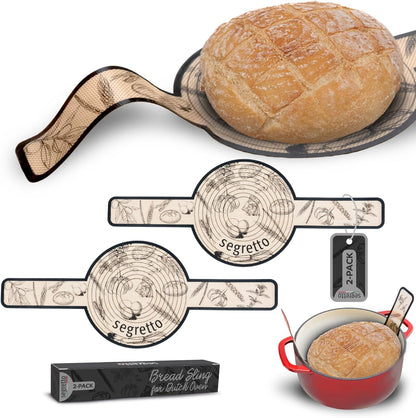 Silicone Bread Sling 2-Pack, Dutch Oven Silicone for Sourdough Bread by Segretto Cookware