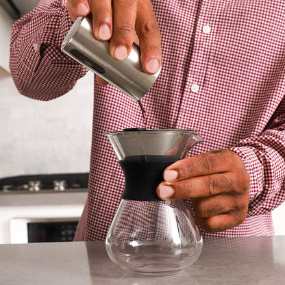 Boxtree Pour Over Coffee Maker Set with Reusable Stainless Steel Drip Filter, Glass Carafe & Permanent Filter