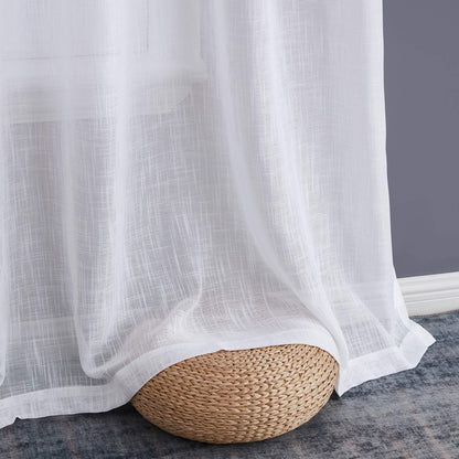HLC.ME Abbey Faux Linen Textured Semi Sheer Privacy Sun Light Filtering Grommet Curtains for Bedroom & Living Room, 2