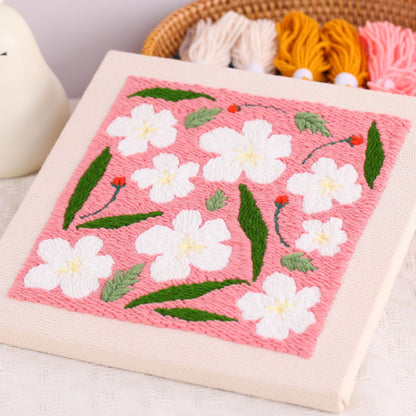 Embroidery Punch Needle kit Frame, Embroidery Starter Kits for Beginner Kids,Punch Needle Fabric with Pattern,Threader, Yarns,Embroidery Hoops & Rug Punch(Pink)