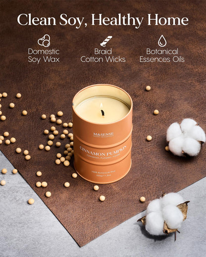 M&SENSE Cinnamon Pumpkin Scented Candles Christmas Decor,Natural Non Toxic, Aromatherapy Candle for Stress Relief Meditation Relaxing, Housewarming Gifts for Women Men, 11.3oz 70 Hour Christmas Candle