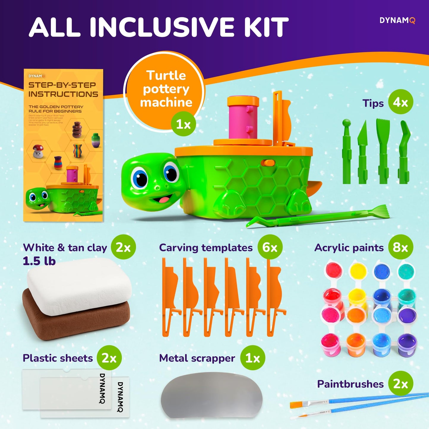 Precision Mini Pottery Wheel for Kids - Complete DIY Pottery Studio Kit with High Power Motor & Air Dry Clay - Create 12 Miniature Projects - Great for Kids Ages 8-12, Engineered for Perfect Creations