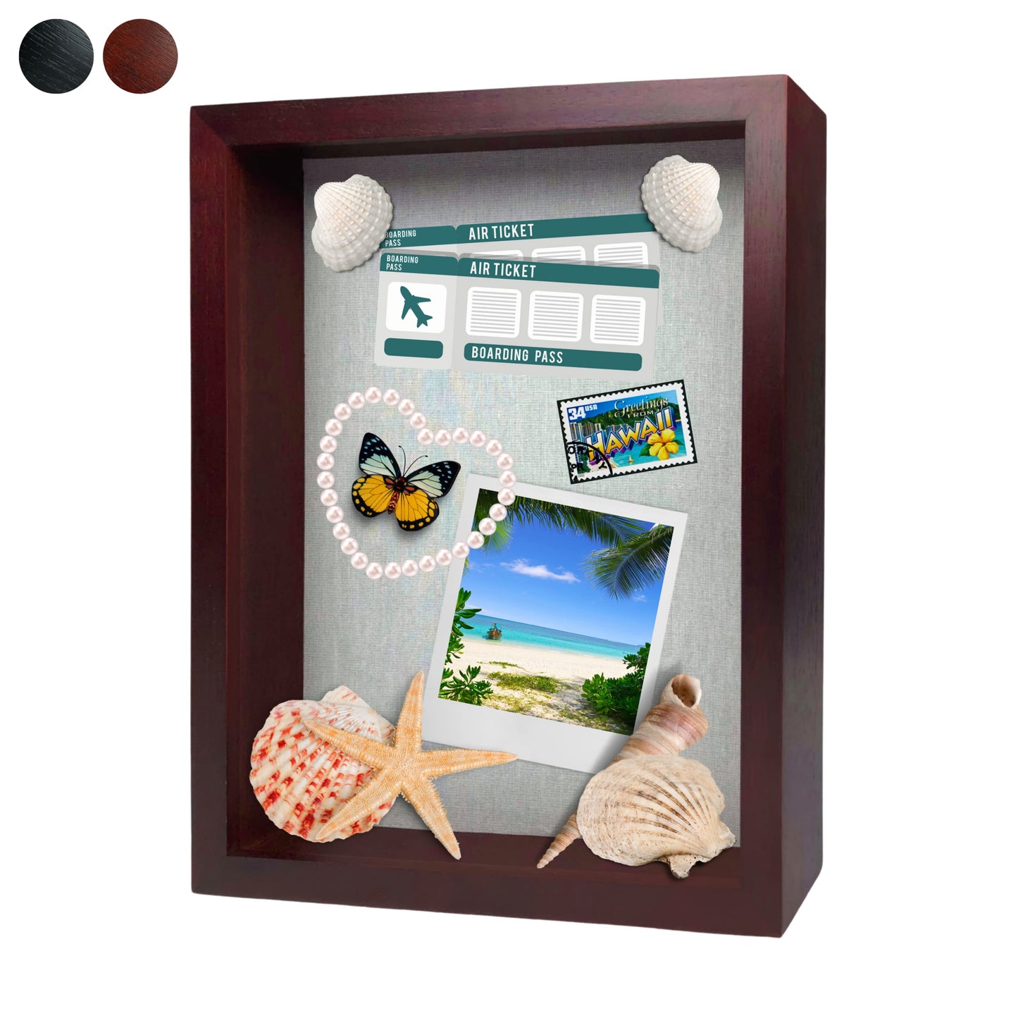 ILOT 11"x14" Solid Wood Mahogany Display Shadow Box Frame - Solid Wood Memory Box for Keepsakes (Picture Box, Military, Wedding, Graduation, and Flower Shadow Box)