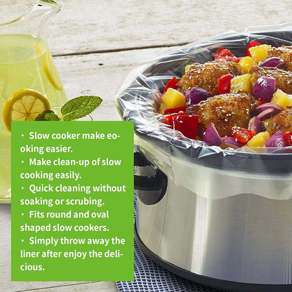 Large Slow Cooker Liners, Disposable Cooking Bags for 4QT to 8.5QT Oval & Round Pots, 10 BAGS