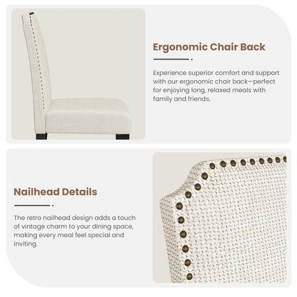 Garvee Dining Chairs Set of 4, Solid Wood Legs, Up to 500 LBS Capacity, Stable and No Wobbling, Upholstered Wide Seat with 60 ILD Sponge, Farmhouse Kitchen Chairs for Dining Room, Family Gatherings