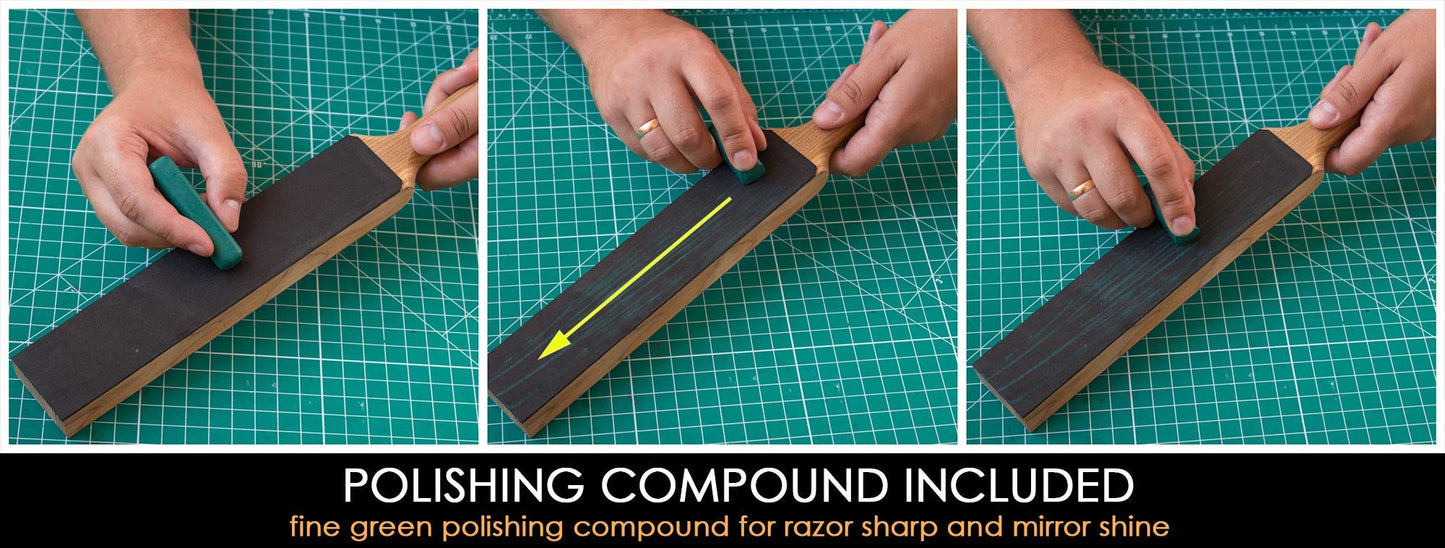 BeaverCraft DIY01 Wood Carving Kit LS6P1 Stropping Kit Leather Strop Kit with Sharpening Polishing Compound Knife Stropping Block