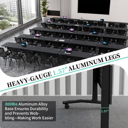8PCS Folding Training Table with Wheels,Modular Conference Tables, 47IN Conference Room Table with Cable Grommets,Flip Top Mobile Meeting Tables for School Office Seminar Classroom,2-30 Person