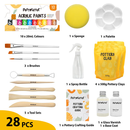 POTTREATIVE Air Dry Clay Kit for Adults, Pottery Starter Kit with Tools & Guide, DIY Craft Kit for Beginners, Date Night Activity, Art Hobby Gift Set