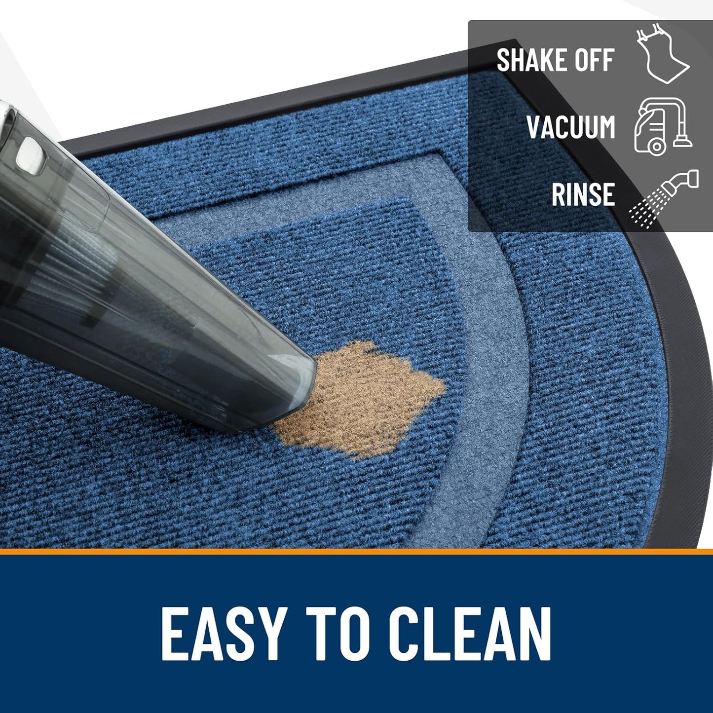 OLANLY Half Circle Door Mat - Waterproof All-Season Indoor/Outdoor Welcome Mat, 47x32, Light Blue