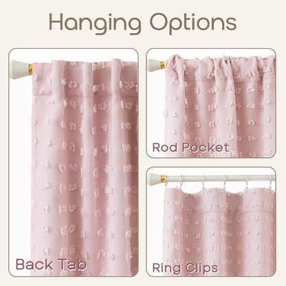 2 84 Inch Light Blush Pink Blackout Curtains for Bedroom Nursery Girl Panels,Shabby Chic Floral Pattern Sheer Double