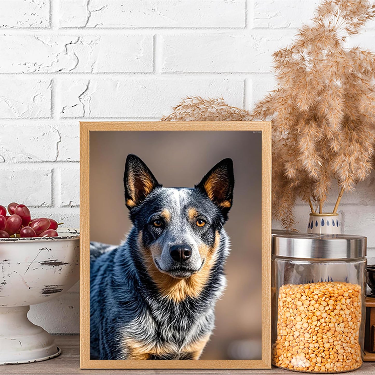 KAYEIUU Diamond Art Blue Heeler Australian Cattle Dog 5D Diamond Painting DIY Kits Full Round Drill Crystal by Number Embroidery Arts and Crafts for Living Room Home Wall Decor 12x16 inch/30x40cm