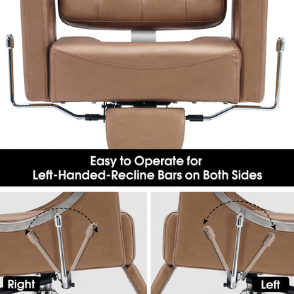 BarberPub Barber Chair Reclining Salon Chair for Hair Stylist, Antique Hair Spa Salon Styling Beauty Equipment 8132 (Gold)