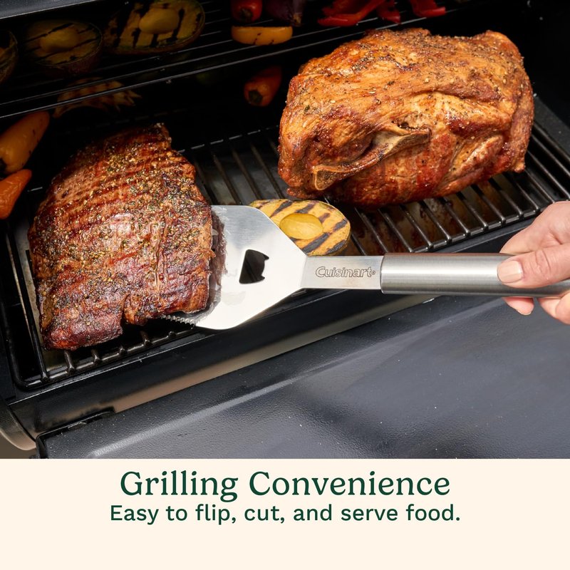 Cuisinart 14-Piece Deluxe Stainless Steel Grill Set, Grilling Accessories Kit with Spatula, Tongs, Corn Holders, Basting Brush, Cleaning Brush & Aluminum Carry Case, BBQ Tools for Outdoor Grill