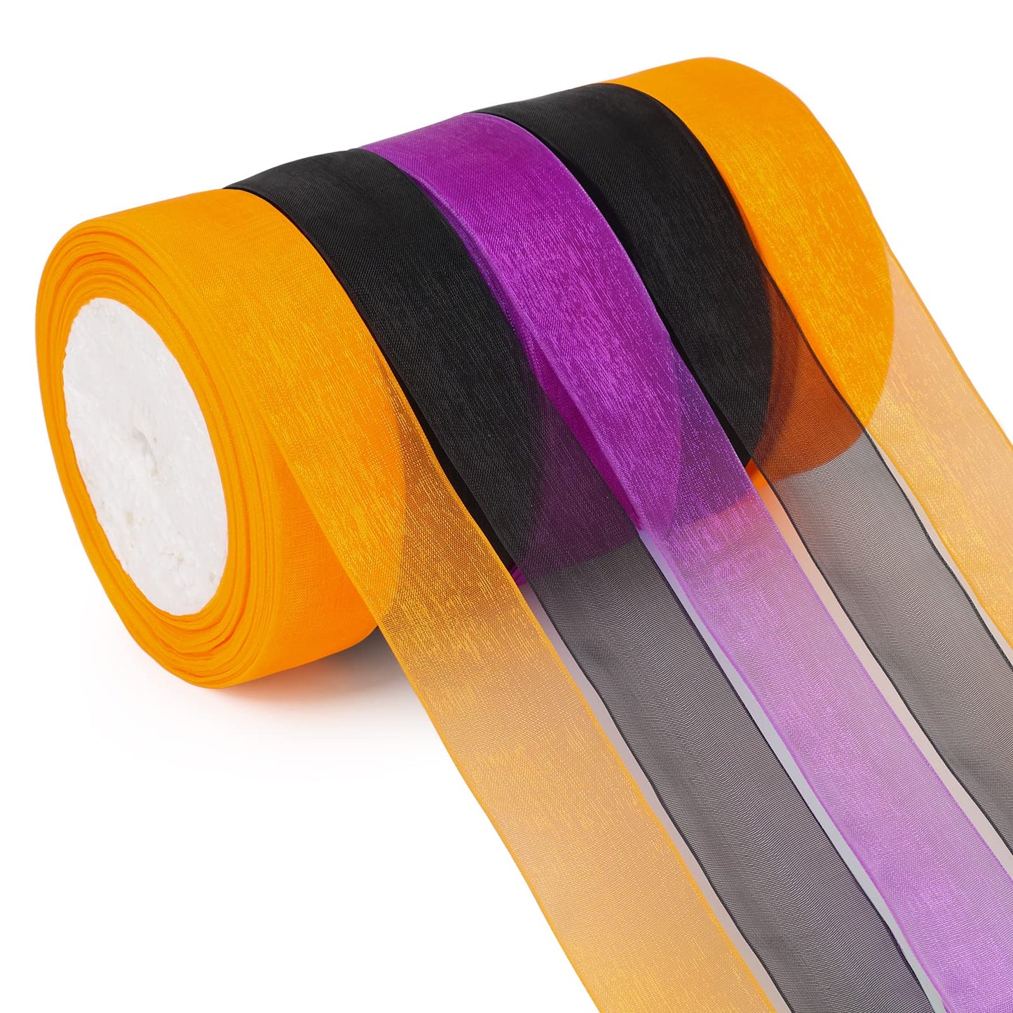Organza Ribbon Sheer Ribbon, 1" x 125 Yd 5 Rolls Halloween for Gift Wrapping, Bouquet, Wedding, Party Decoration, Halloween