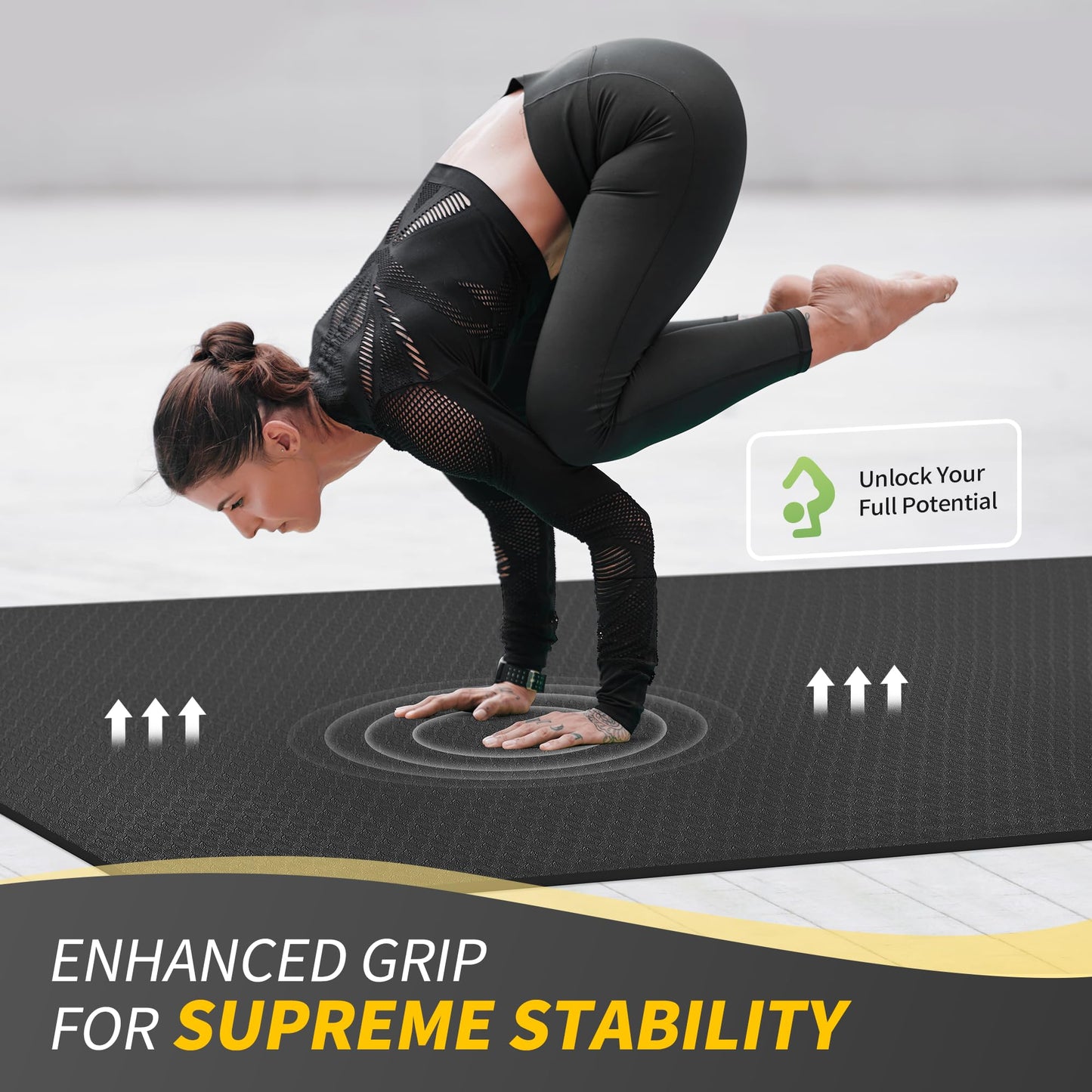 CAMBIVO Large Yoga Mat for Men and Women 1/3 & 1/4 Inch Thick, 72" x 48" Extra Wide Workout Mat, Exercise Fitness TPE Mat for Home Gym, Yoga, Pilates, Workout,Stretching,Meditation (Barefoot Exercise)