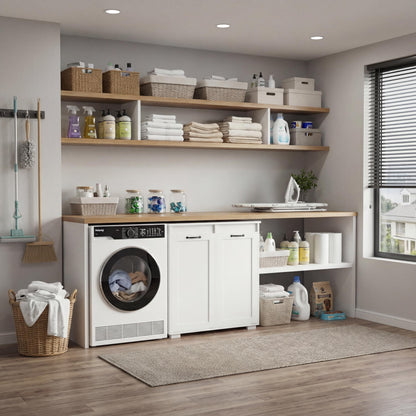 White Laundry Cabinet with 2 Removable Liner Bags, Particle Board and MDF, 31.5 x 15.75 x 30.31 Inches, Dual Compartment Hamper Sorter