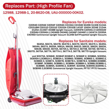 HASMX Plastic Impeller Motor Fan Vacuum Cleaner Replacement Part for Eureka Sanitaire 12988 Vacuum Cleaner Plastic Motor Fan # 12988 (6-Pack)